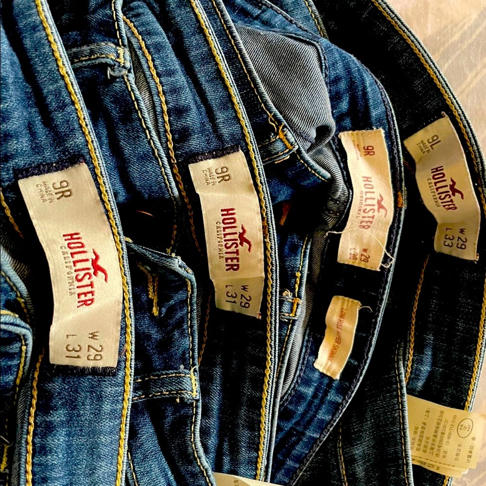 Four hollister jeans size are shown on the picture 70 for all four